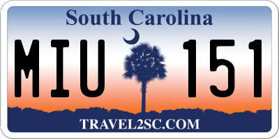 SC license plate MIU151