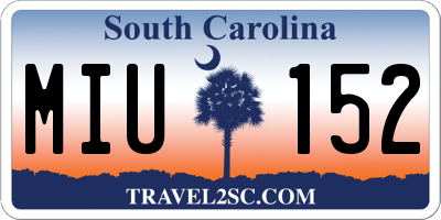 SC license plate MIU152