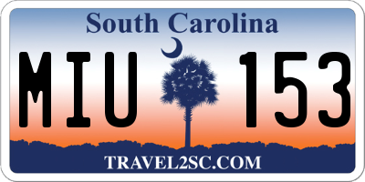 SC license plate MIU153