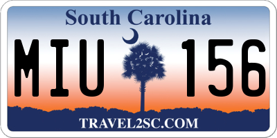 SC license plate MIU156