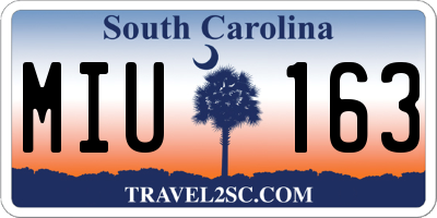 SC license plate MIU163