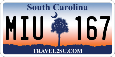 SC license plate MIU167
