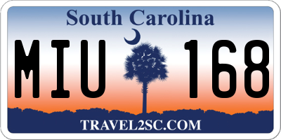 SC license plate MIU168