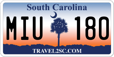 SC license plate MIU180