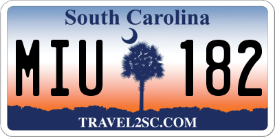 SC license plate MIU182