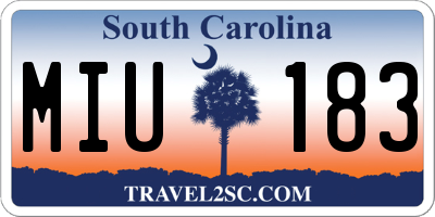 SC license plate MIU183