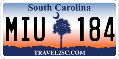 SC license plate MIU184