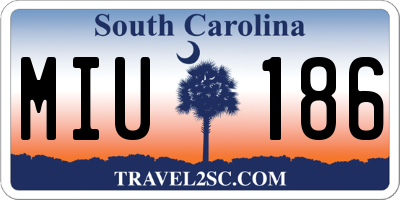 SC license plate MIU186