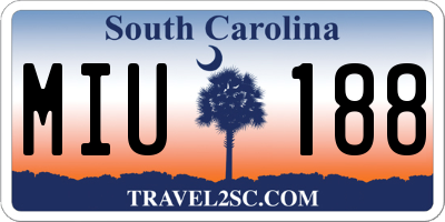 SC license plate MIU188