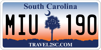 SC license plate MIU190
