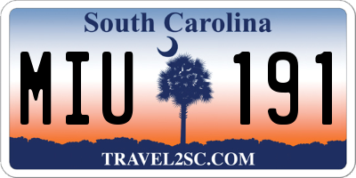 SC license plate MIU191