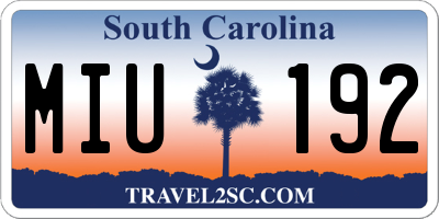 SC license plate MIU192