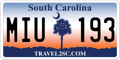 SC license plate MIU193