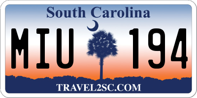 SC license plate MIU194