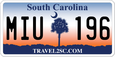 SC license plate MIU196