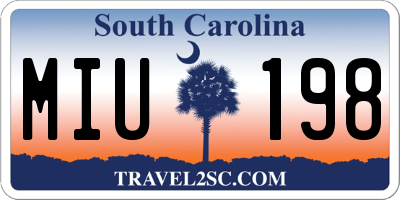 SC license plate MIU198