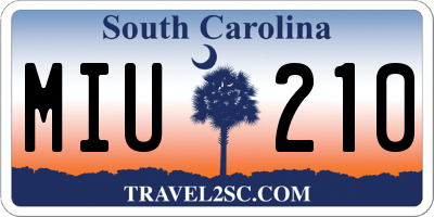 SC license plate MIU210
