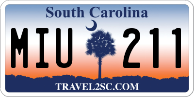 SC license plate MIU211