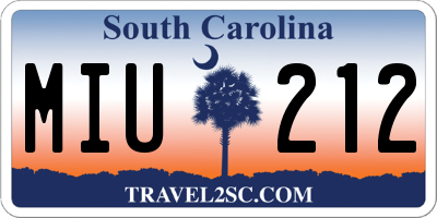 SC license plate MIU212