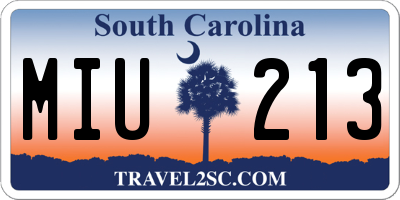 SC license plate MIU213