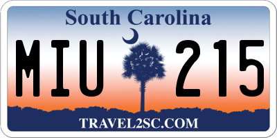 SC license plate MIU215
