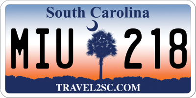 SC license plate MIU218