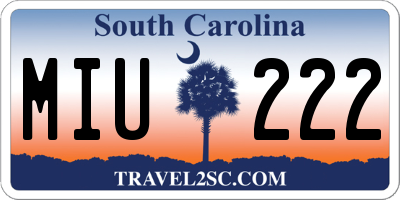 SC license plate MIU222