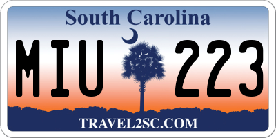 SC license plate MIU223
