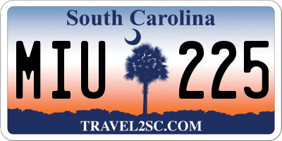 SC license plate MIU225