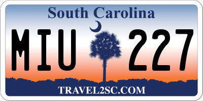 SC license plate MIU227