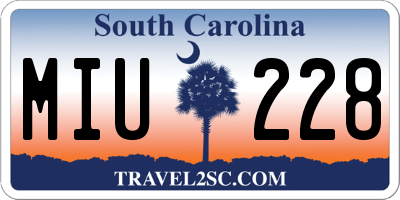 SC license plate MIU228