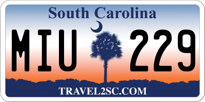 SC license plate MIU229