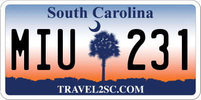 SC license plate MIU231