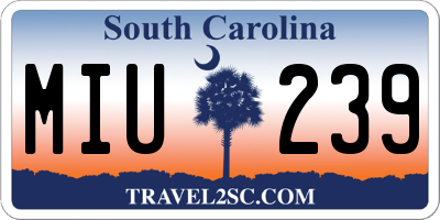 SC license plate MIU239