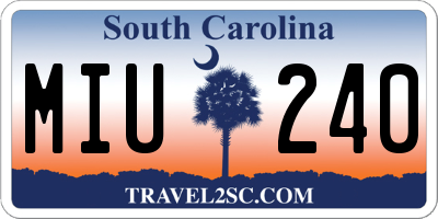 SC license plate MIU240