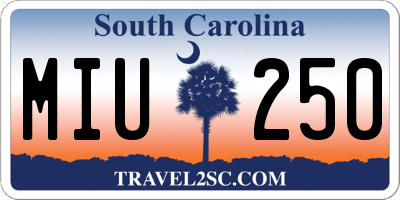 SC license plate MIU250