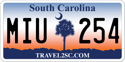 SC license plate MIU254