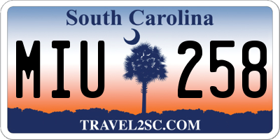SC license plate MIU258