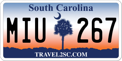 SC license plate MIU267