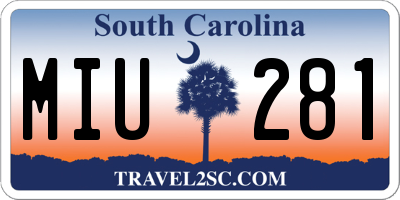 SC license plate MIU281