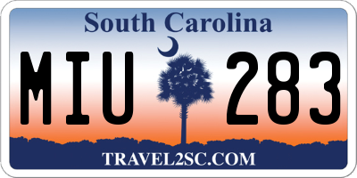 SC license plate MIU283
