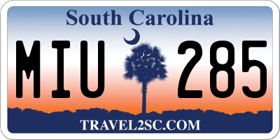 SC license plate MIU285