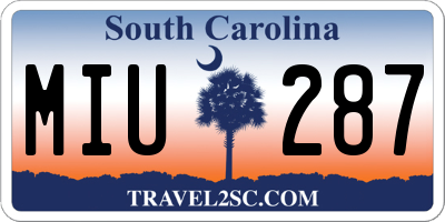 SC license plate MIU287