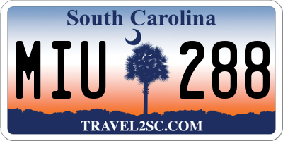 SC license plate MIU288
