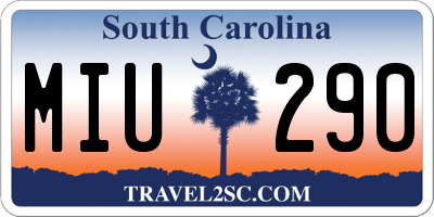 SC license plate MIU290