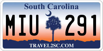 SC license plate MIU291