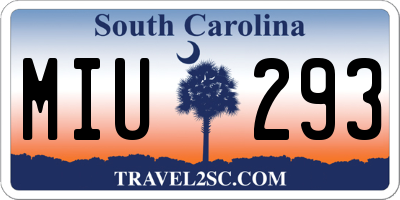 SC license plate MIU293