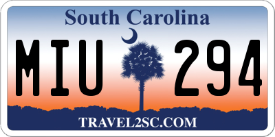 SC license plate MIU294