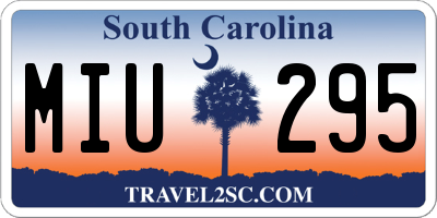 SC license plate MIU295