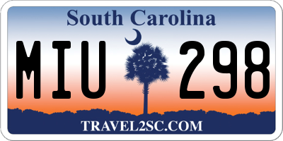 SC license plate MIU298
